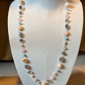 925 Glass and Real Pearl Multicolor Beaded Necklace